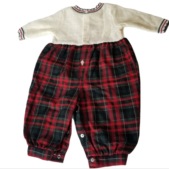 Vtg A Little Angel Baby Girls Cream Red Plaid Romp - Picture 3 of 6
